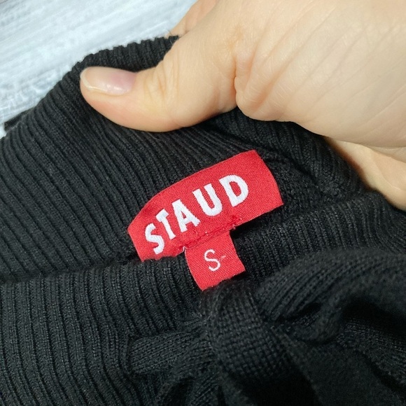 NWOT Staud Black Knit Wool Blend Wide Leg High Waist Drawstring Pants - Picture 10 of 11